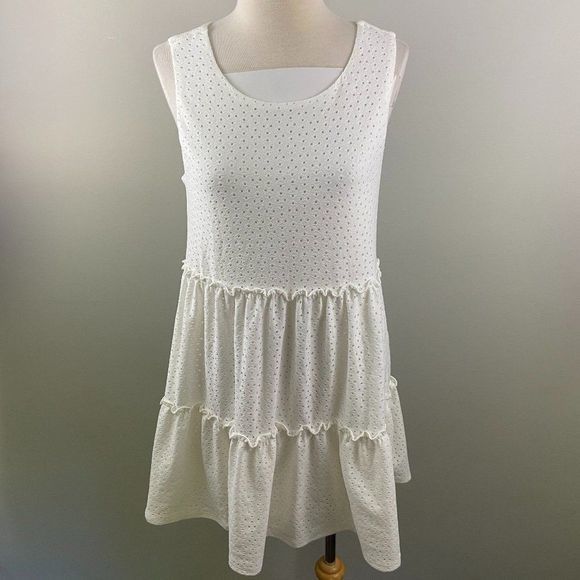 NWT SPEECHLESS White Sleeveless Tiered Dress (M) - Picture 2 of 9